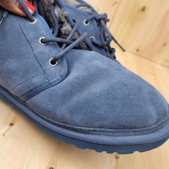 UGG Men’s Sz 11 M 3236 Neumel Suede Blue Chukka Round Toe Boots Shearling Lined main image 11
